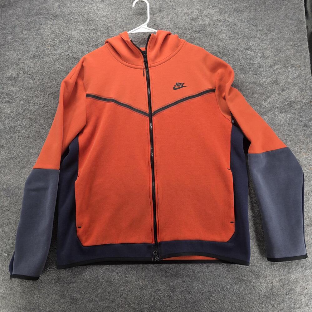Nike Hoodie Mens XLT Orange Full Zip Hooded Pockets Fleece Big & Tall CU4489-869